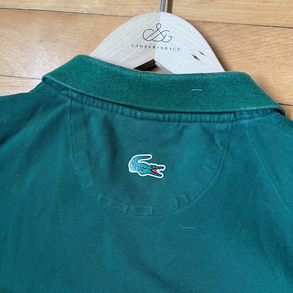 Lacoste x Golf Le Fleur Green Striped Pique Polo Shirt Mens XL Made in France - Picture 9 of 9